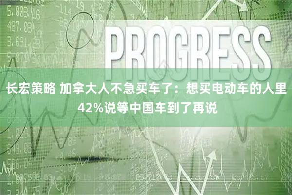 长宏策略 加拿大人不急买车了：想买电动车的人里 42%说等中国车到了再说